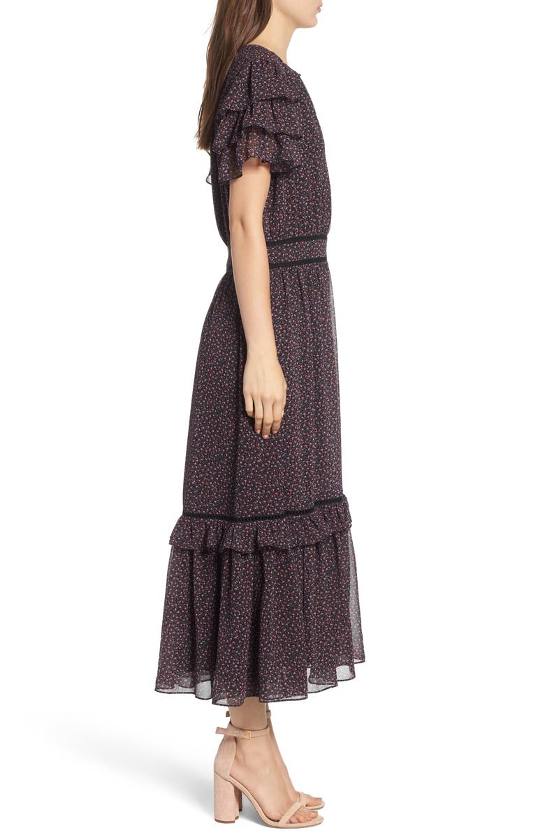 Rebecca Minkoff Patricia Ruffle Midi Dress, Alternate, color,