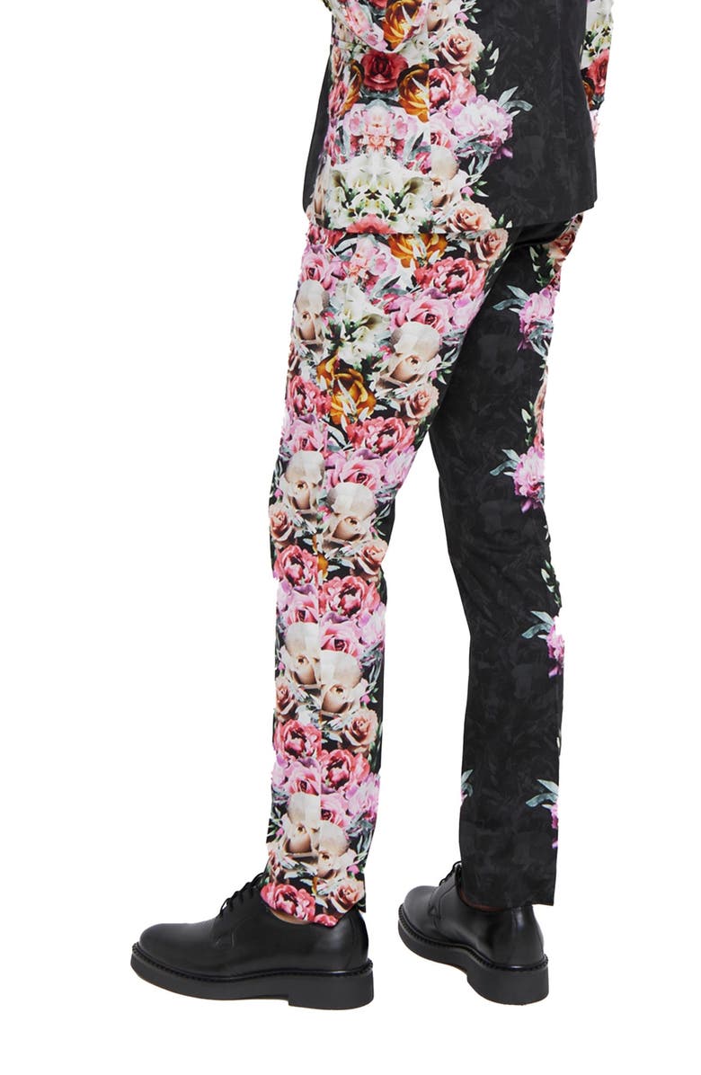 Twisted Tailor Ikeda Slim Fit Black Floral Suit Trousers, Alternate, color,