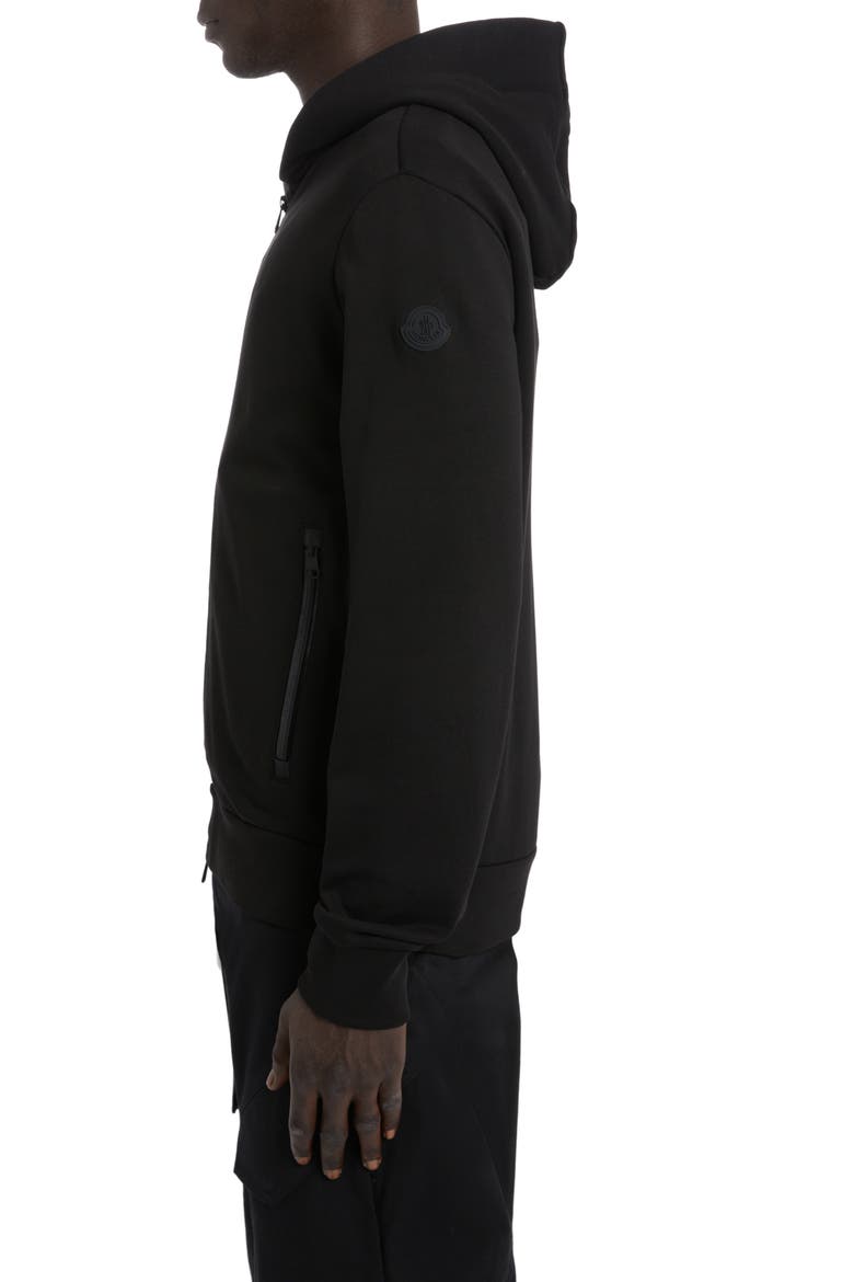 Logo Tape Cotton Zip Hoodie, Alternate, color, BLACK