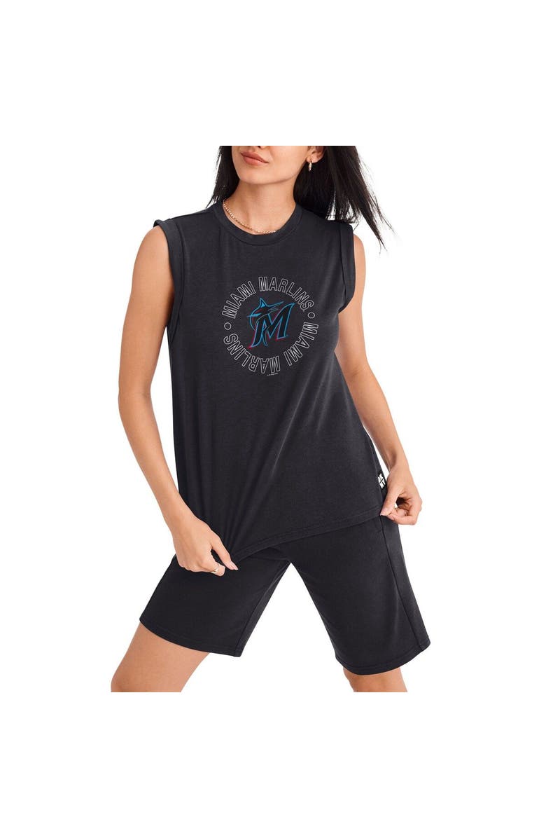 DKNY SPORT Women's DKNY Sport Black Miami Marlins Madison Tri-Blend Tank Top, Main, color, Black