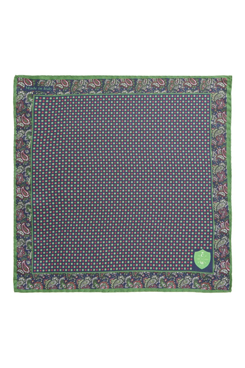 Paisley Silk Pocket Square, Alternate, color, GREEN