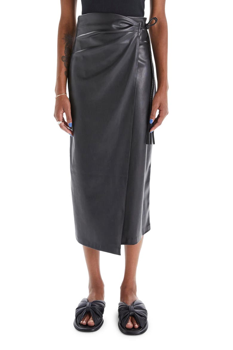 The It's A Wrap Faux Leather Skirt, Main, color, WAX ON WAX OFF