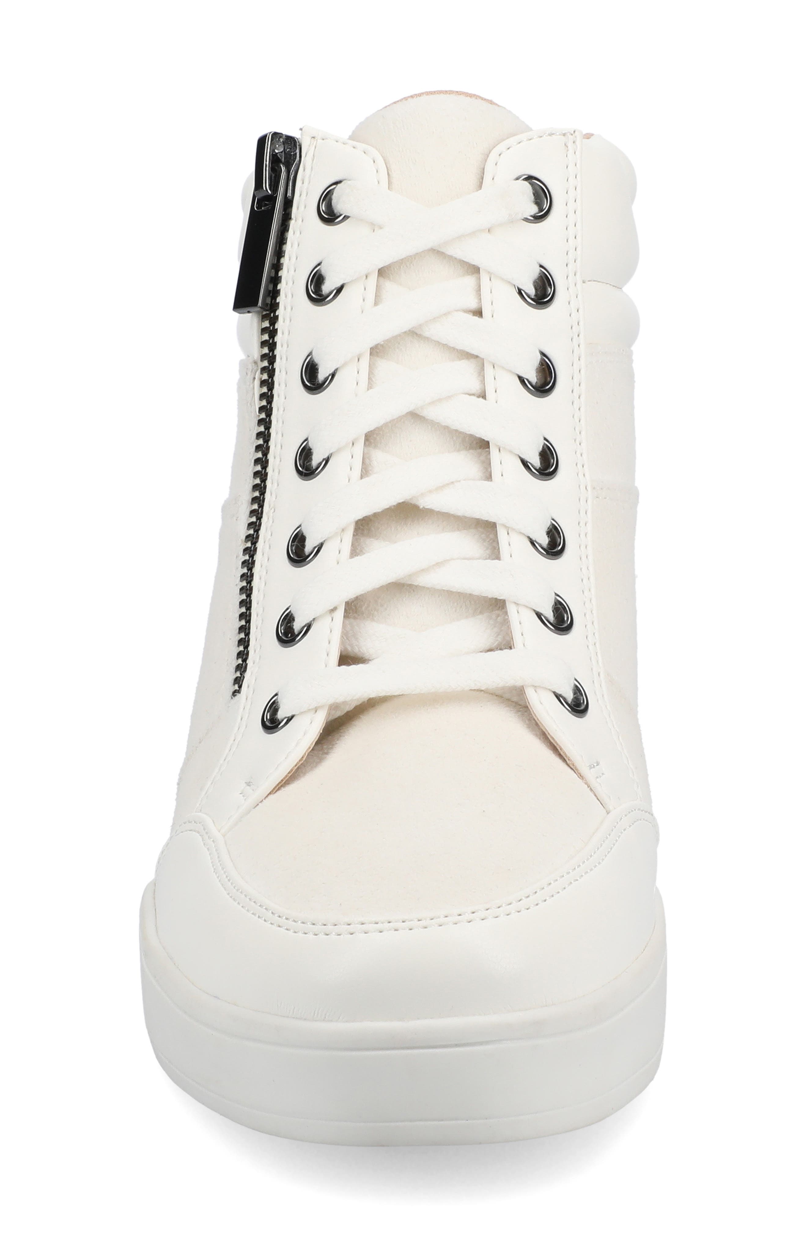 Clarity High Top Wedge Sneaker, Alternate, color, WHITE