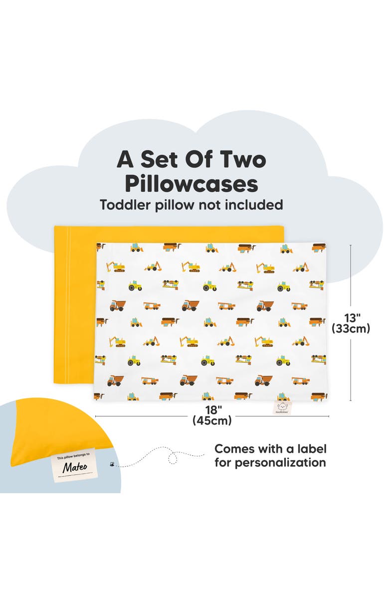 KeaBabies 2-Pack Printed Toddler Pillowcase 13X18", Alternate, color, Construction