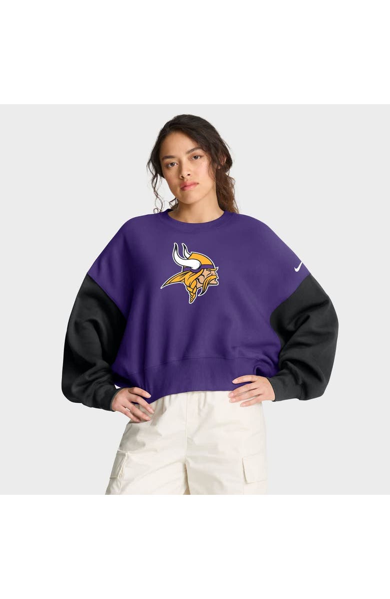 Nike Women's Nike Purple Minnesota Vikings Oversized Color-Block Pullover Sweatshirt, Main, color, Purple