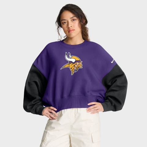 Women's Nike Purple Minnesota Vikings Oversized Color-Block Pullover Sweatshirt