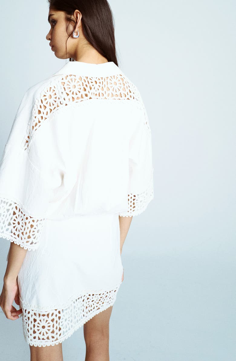 Topshop Open Stitch Wrap Dress, Alternate, color, White