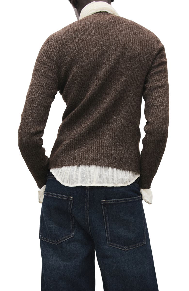 MANGO Metallic Rib Cardigan, Alternate, color, Chocolate