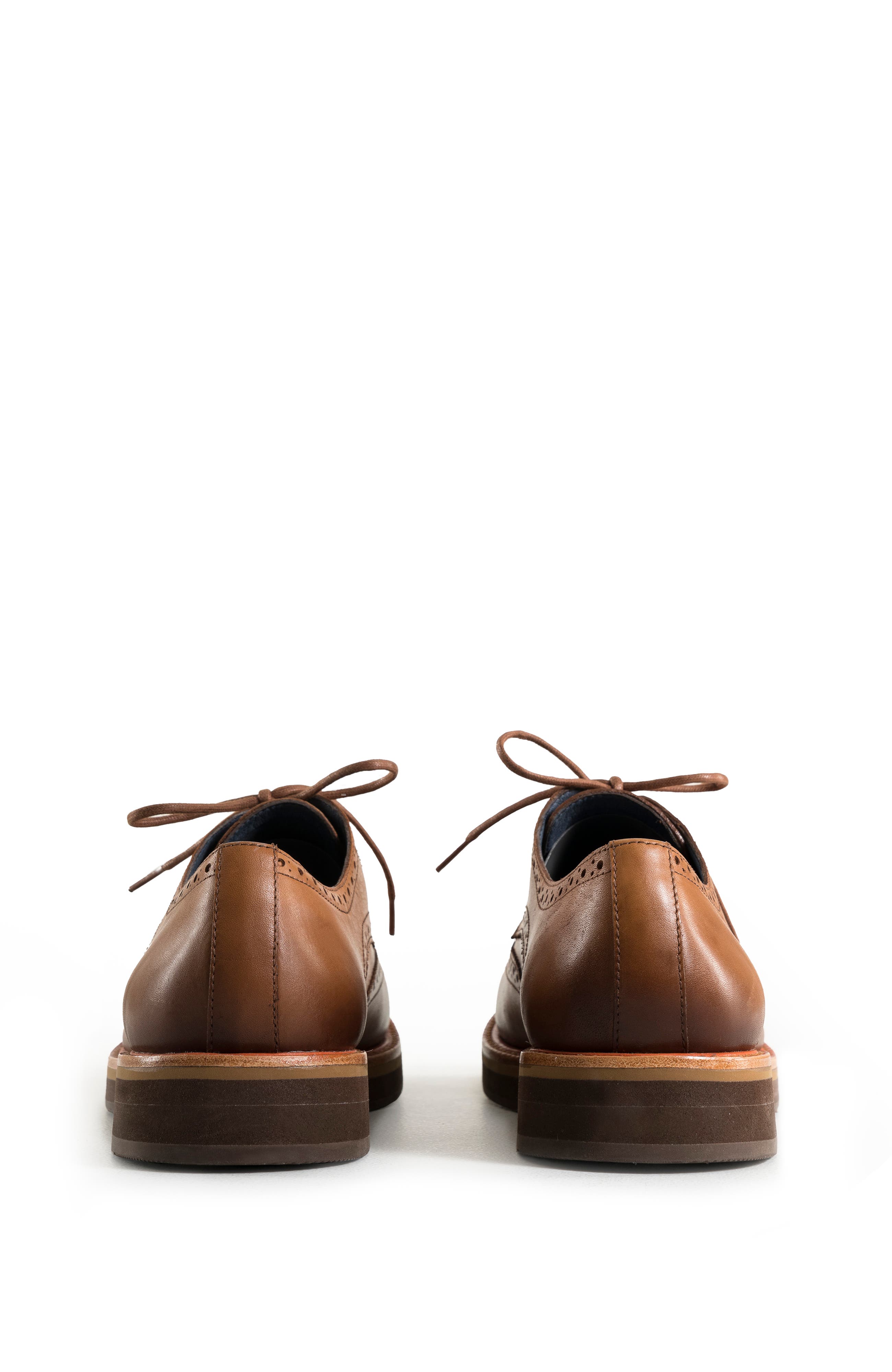 Velez Brogue Leather Shoes with Traditional Cuts, Alternate, color, Honey