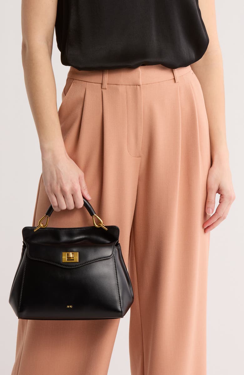 JW PEI Lucia Faux Leather Top Handle Bag, Alternate, color, Black