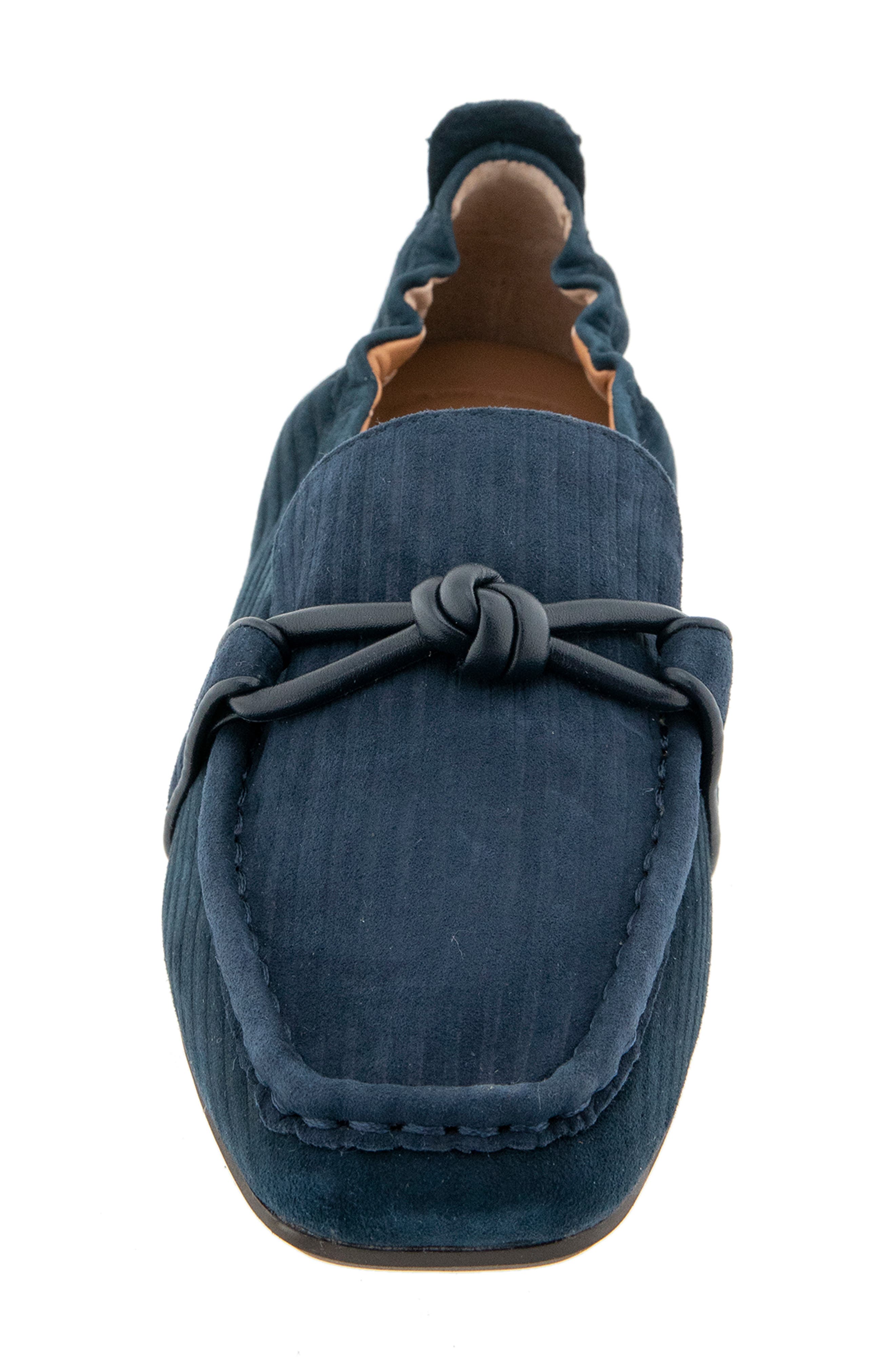 Sophie Knot Leather Loafer, Alternate, color, NAVY RIBB SUEDE