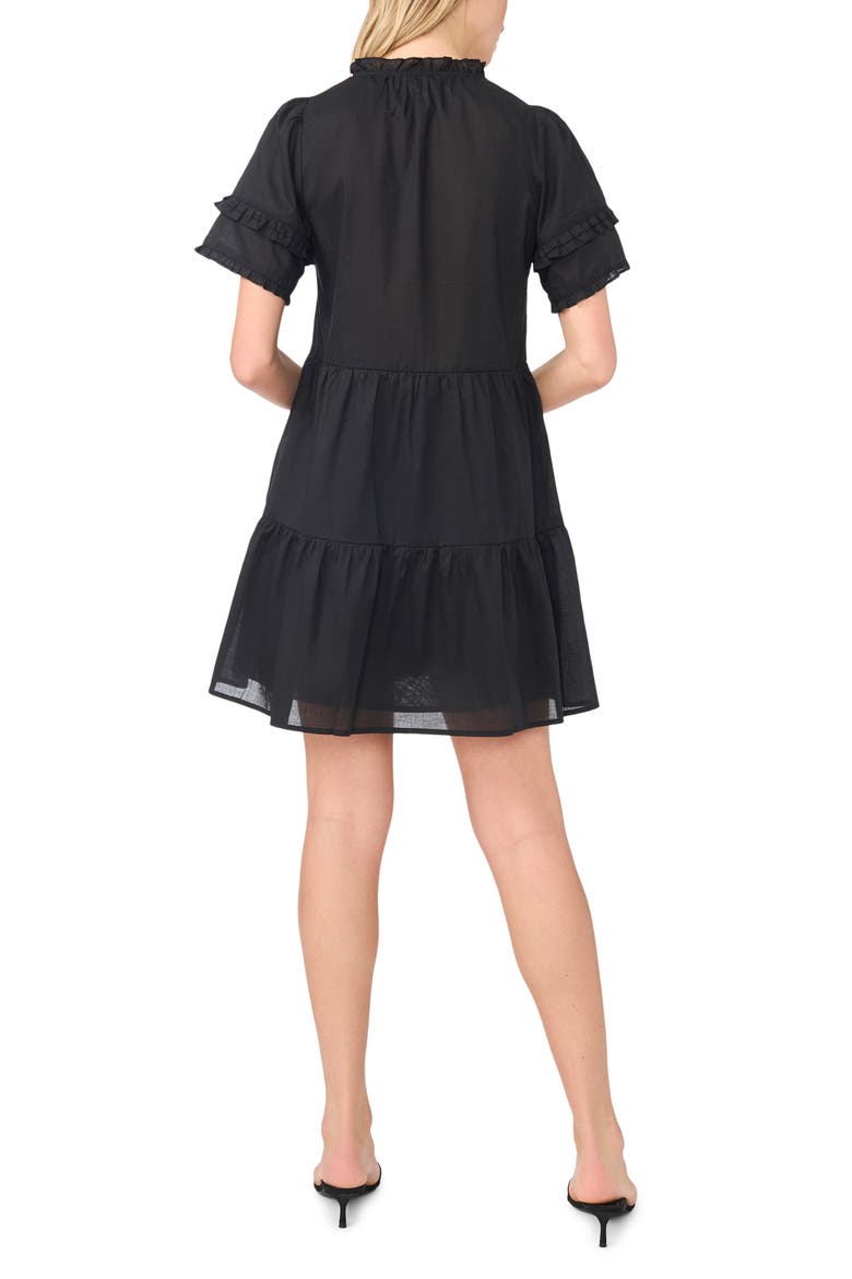 Pintuck Tiered Cotton Dress, Alternate, color, RICH BLACK