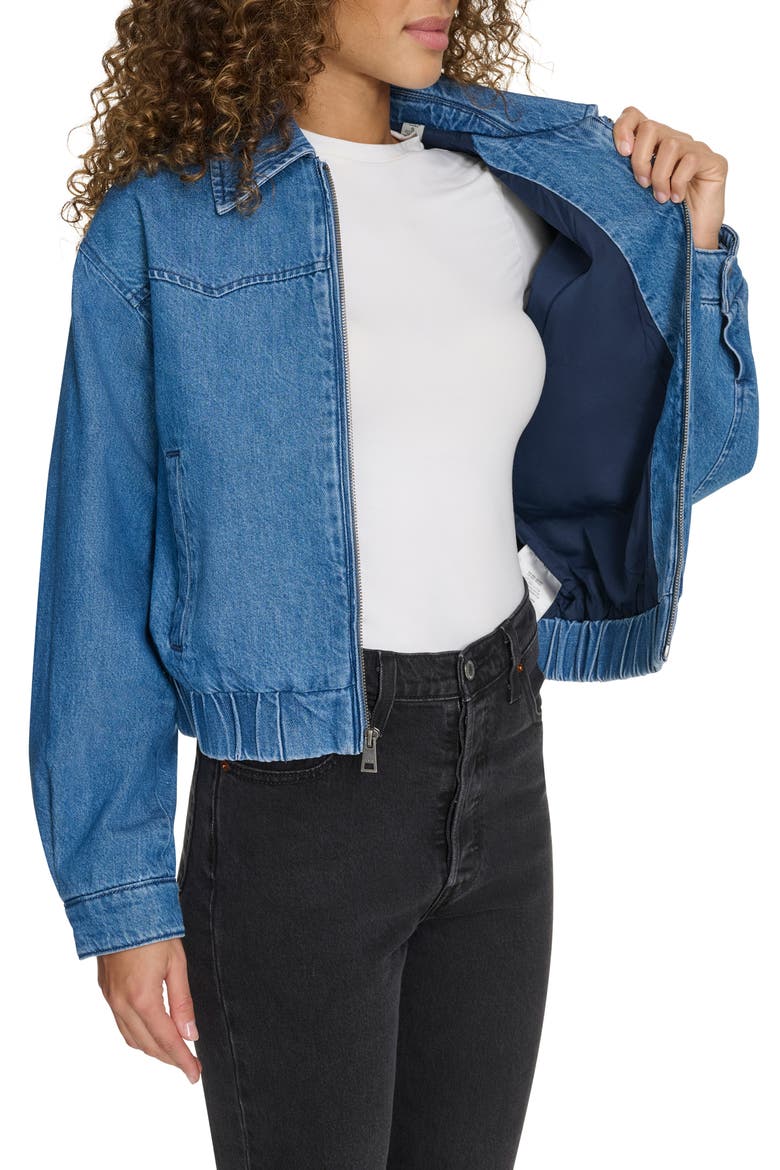 Western Denim Bomber Jacket, Alternate, color, MEDIUM WASH DENIM