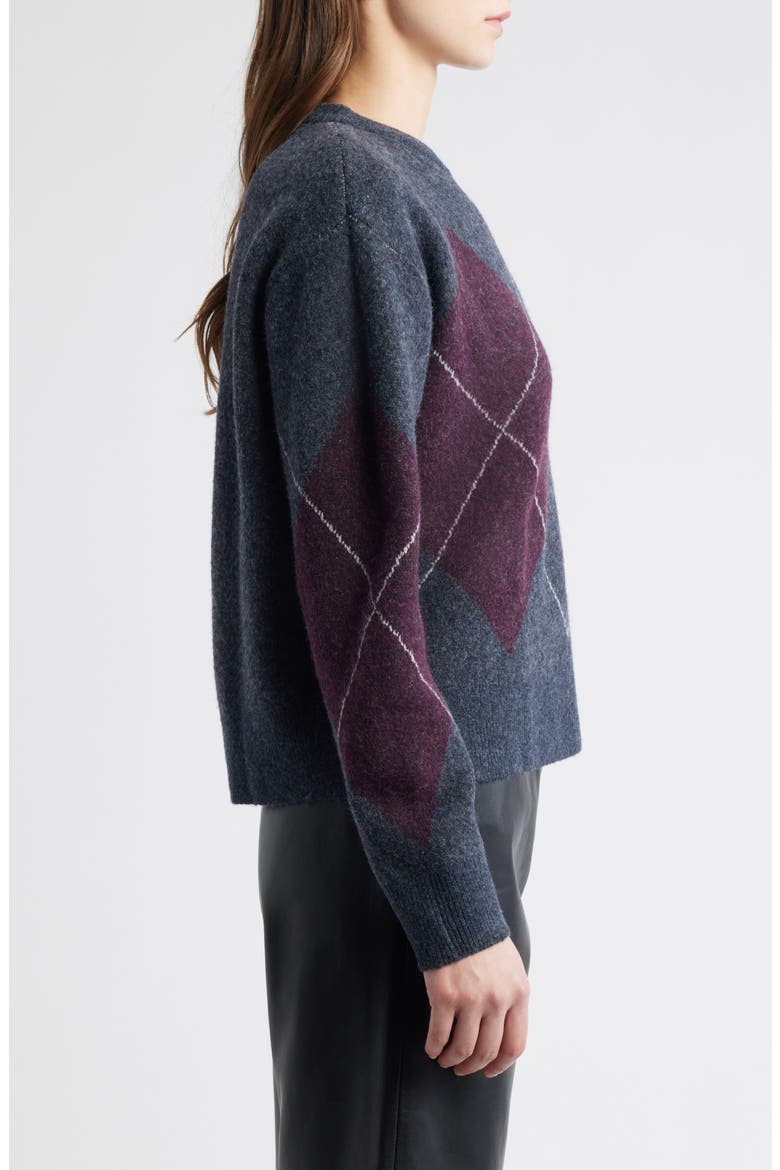 Rombon Argyle Sweater, Alternate, color, MEDIUM HEATHER GREY