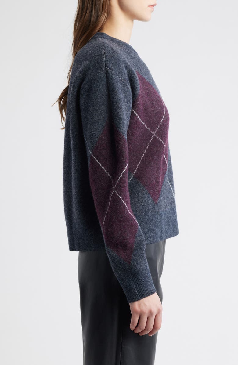 MANGO Rombon Argyle Sweater, Alternate, color, Medium Heather Grey