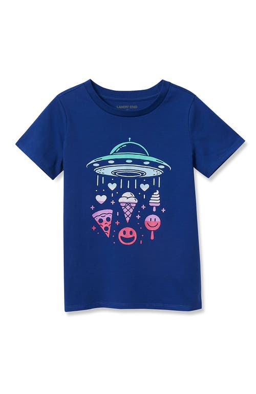Lands' End Kids'  Girls Graphic Tee In Blue