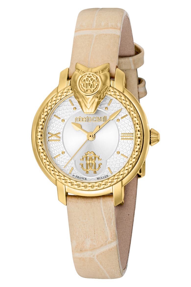 Leather Strap Watch, 30mm, Main, color, BEIGE
