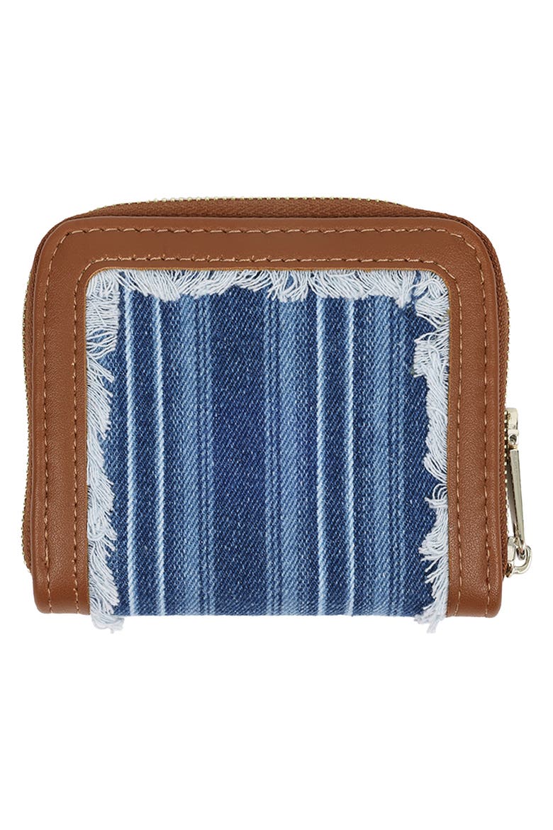 Small Frayed Thin Stripe Wallet, Alternate, color, COGNAC