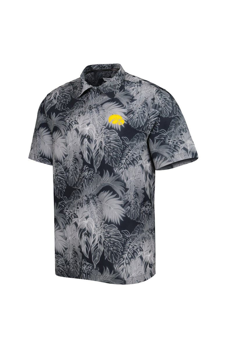 Tommy Bahama Men's Tommy Bahama Black Iowa Hawkeyes Coast Luminescent Fronds IslandZone Button-Up Camp Shirt, Alternate, color, Black