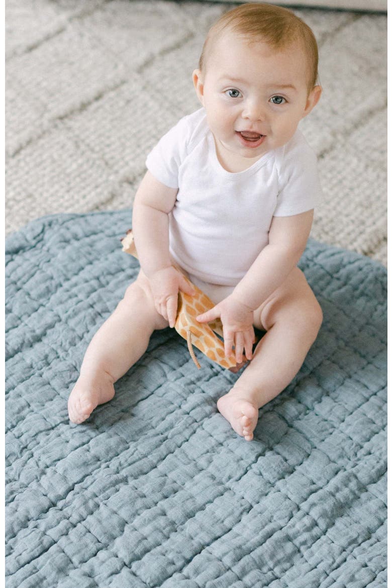 Stone Washed Linen Quilted Playmat, Alternate, color, Denim Blue