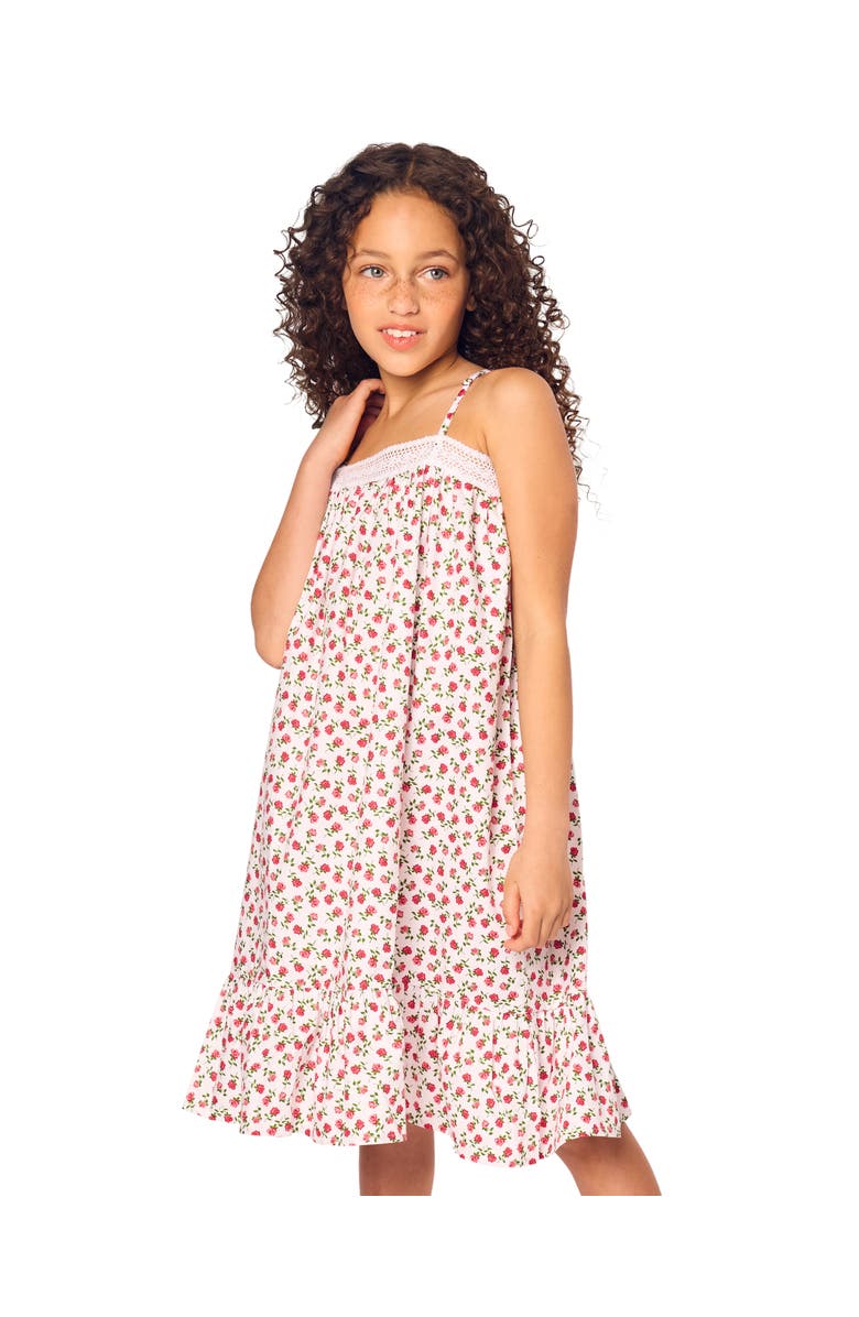 Petite Plume Kids' Lily Floral Print Twill Nightgown, Main, color, Pink