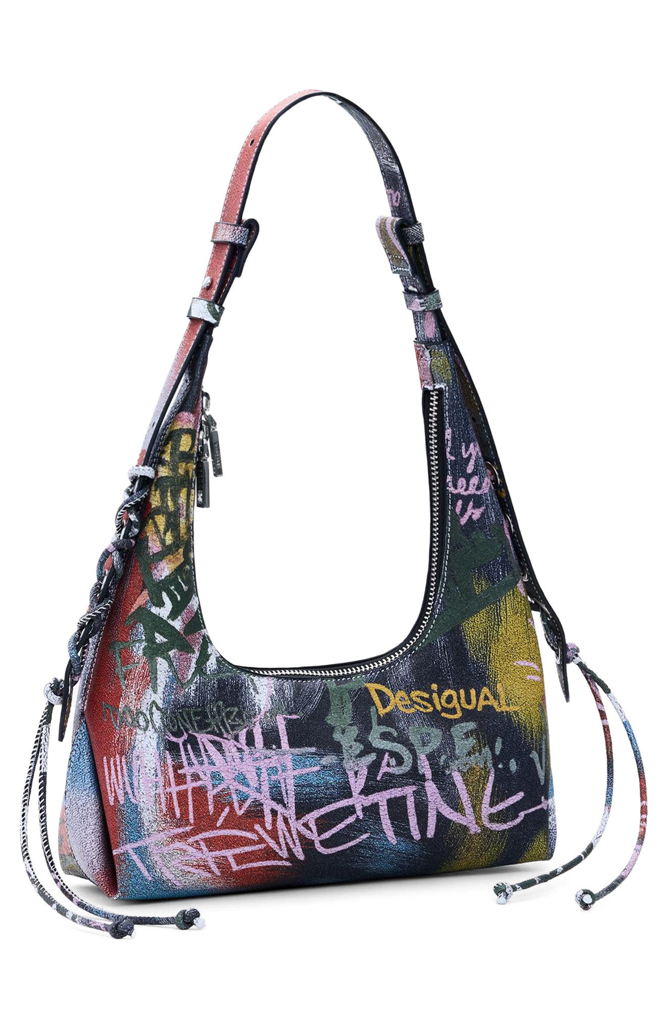 Desigual Graffiti Logo Shoulder Bag, Alternate, color, 