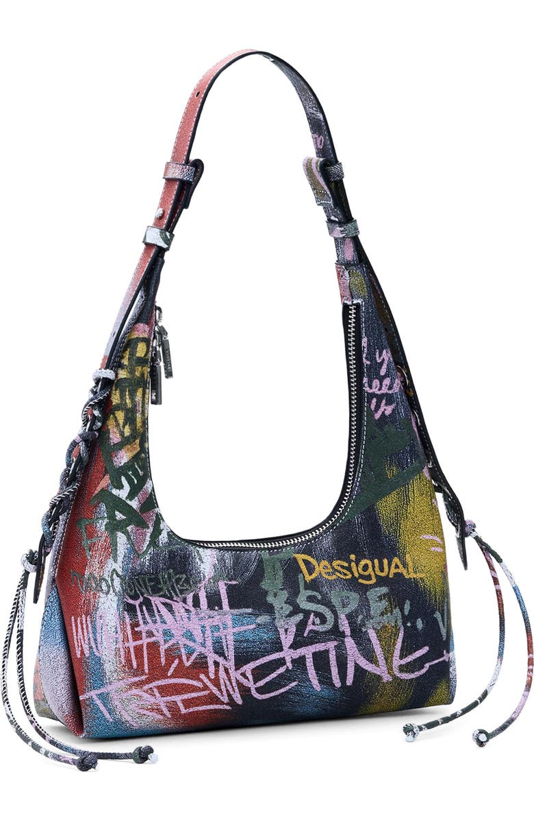 Desigual Graffiti Logo Shoulder Bag, Alternate, color,