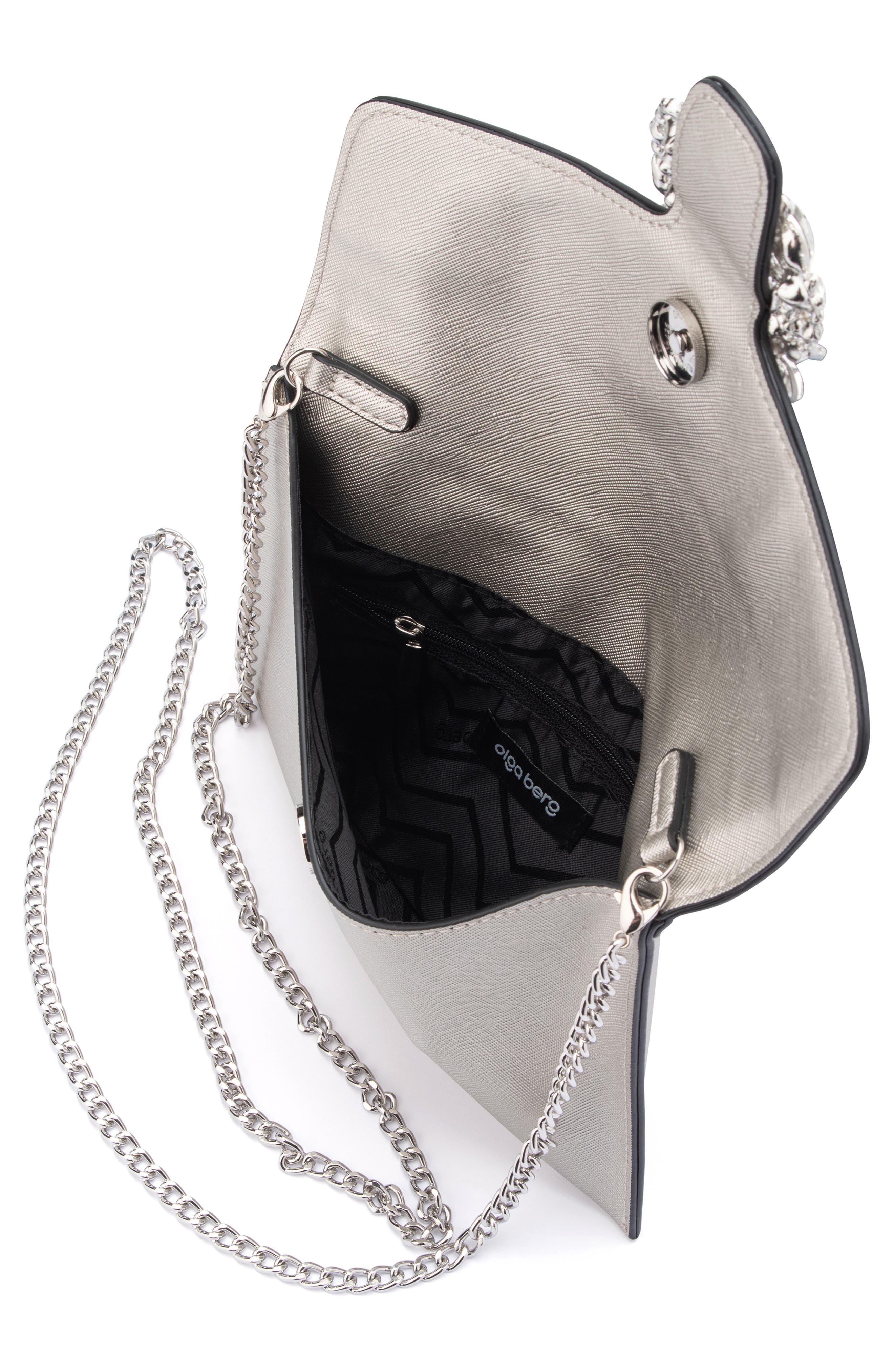 Olga Berg Annalee Crystal Trim Clutch, Alternate, color, 