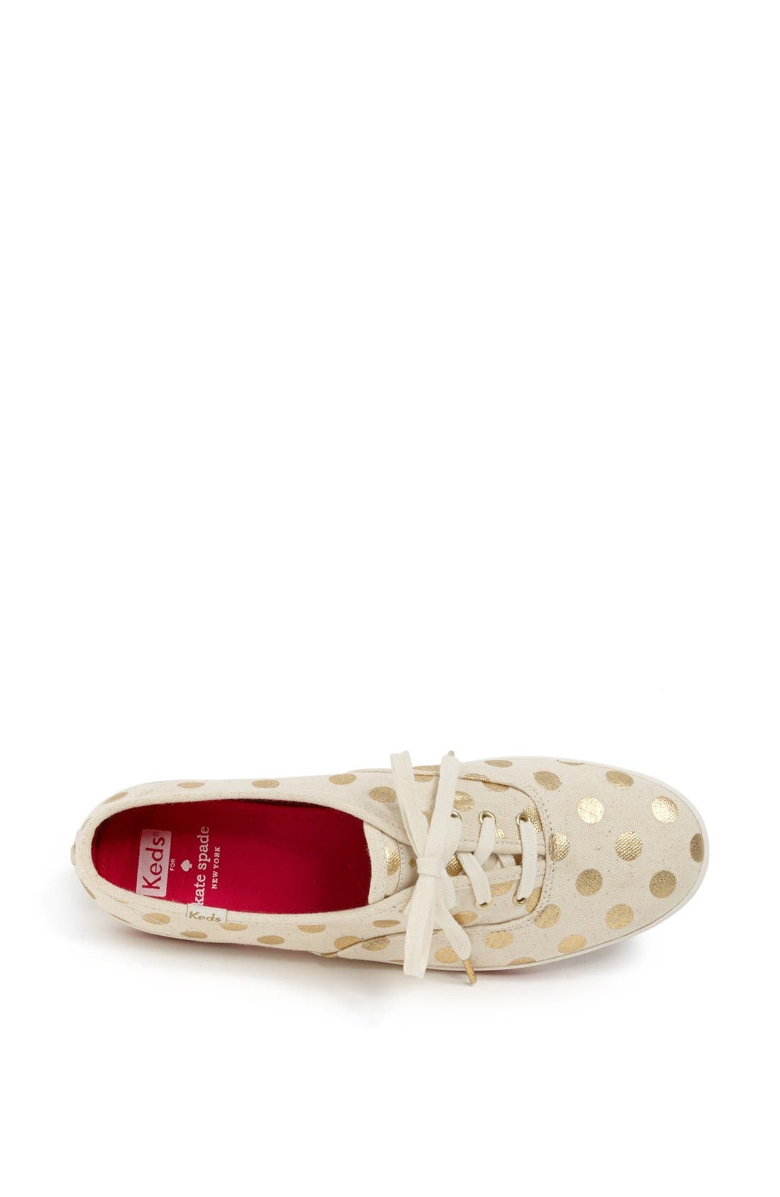 Keds® for kate spade new york 'kick' sneaker, Alternate, color, CREAM/ GOLD PAVILLION DOT