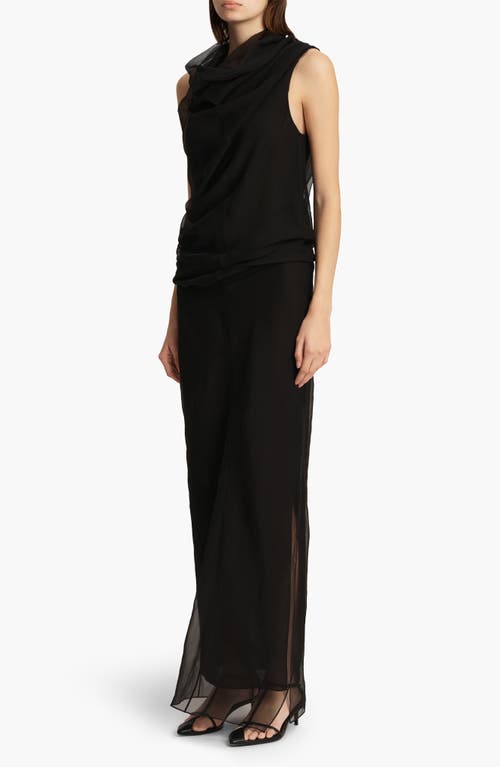 Khaite Long Silk Organza Dress In Black