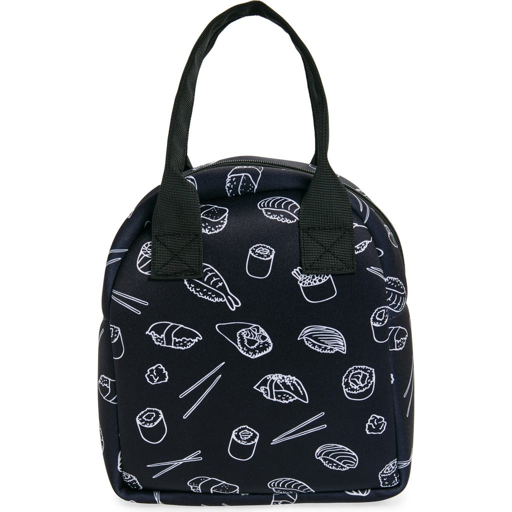 Mytagalongs Abstract Checkered Foodie Tote Bag In Black/white Sushi