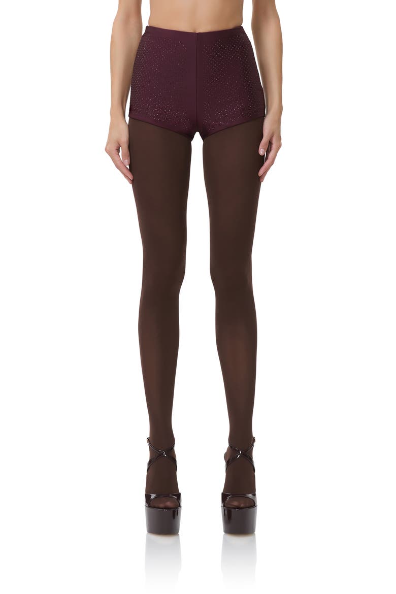 Yves Rhinestone Jersey Shorts, Main, color, VINEYARD