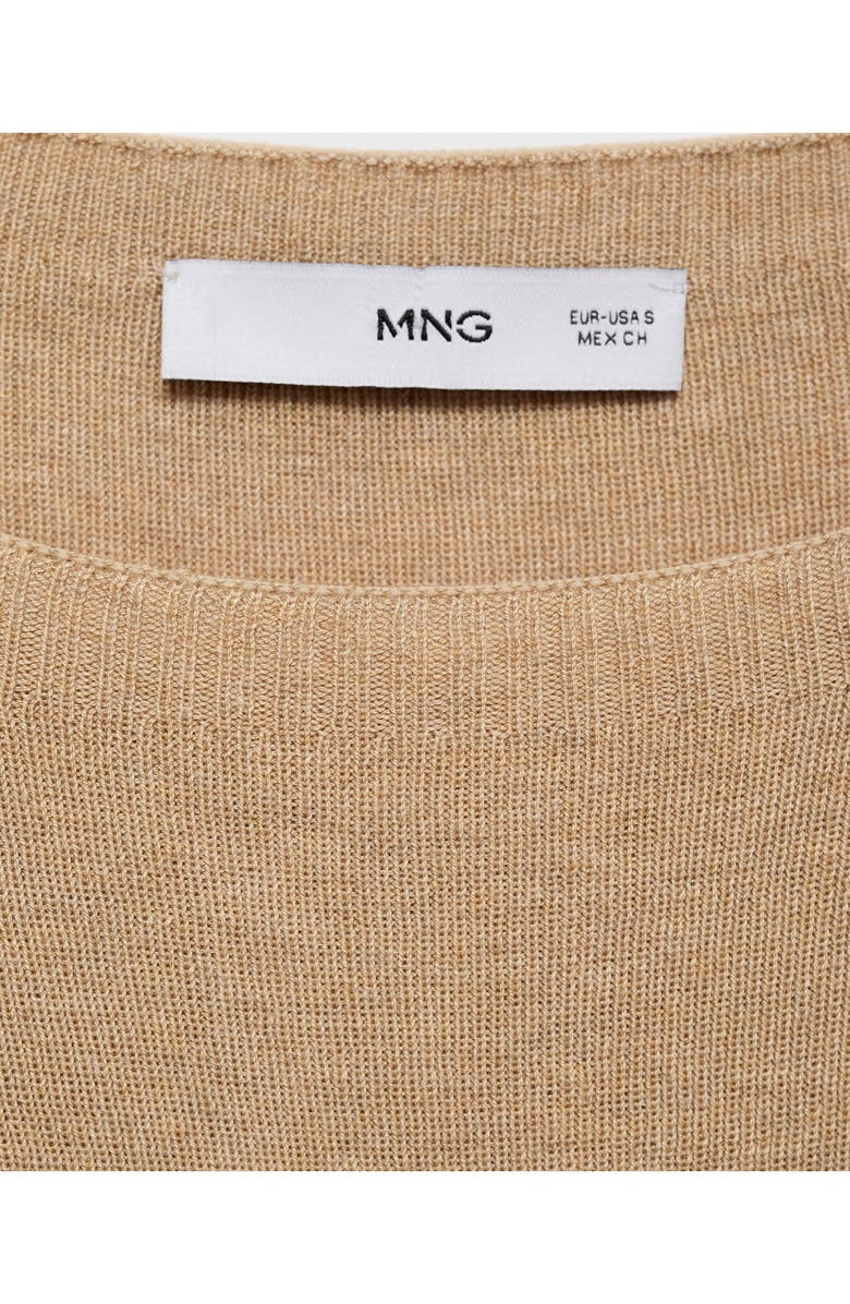 MANGO Fine Knit Cap Sleeve Sweater, Alternate, color, Ecru