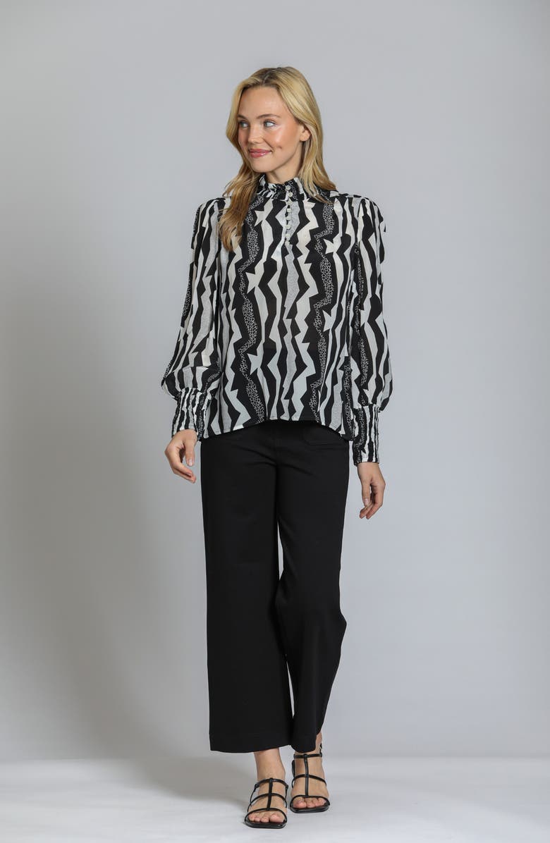 APNY Print High Neck Shirt, Alternate, color, Black/ White