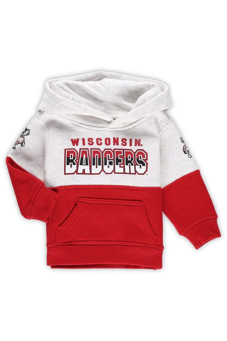 Infant Heather Gray/Red Wisconsin Badgers Playmaker Pullover Hoodie & Pants Set, Alternate, color, Heather Gray