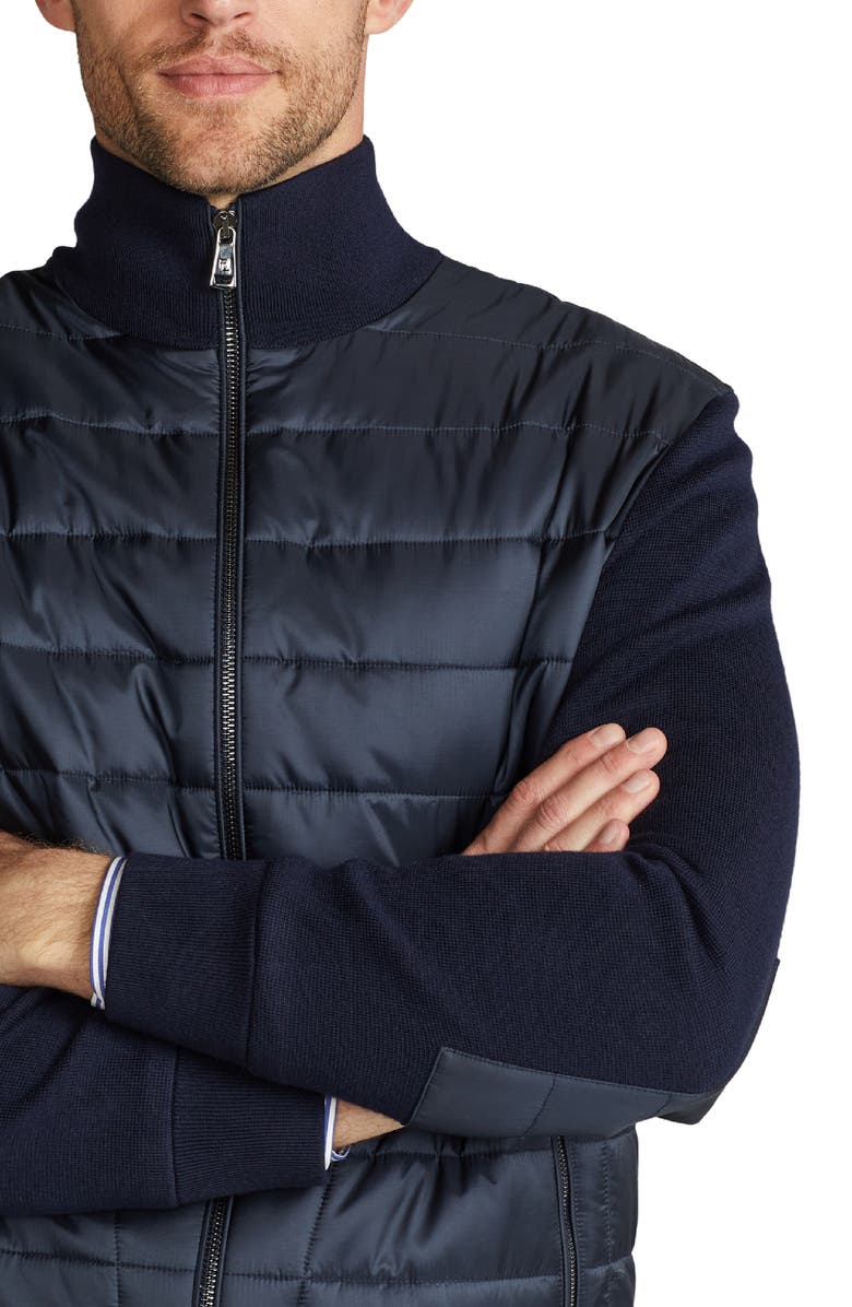 Ralph Lauren Purple Label Quilted Nylon & Wool Knit Jacket, Alternate, color, Classic Chairman Navy
