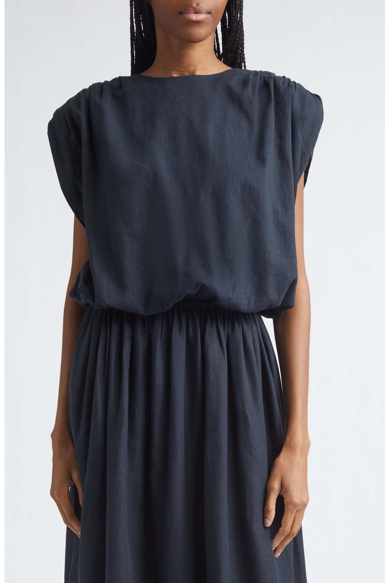 Sirelle Cap Sleeve Linen Blend Shirt, Main, color, WASHED JET