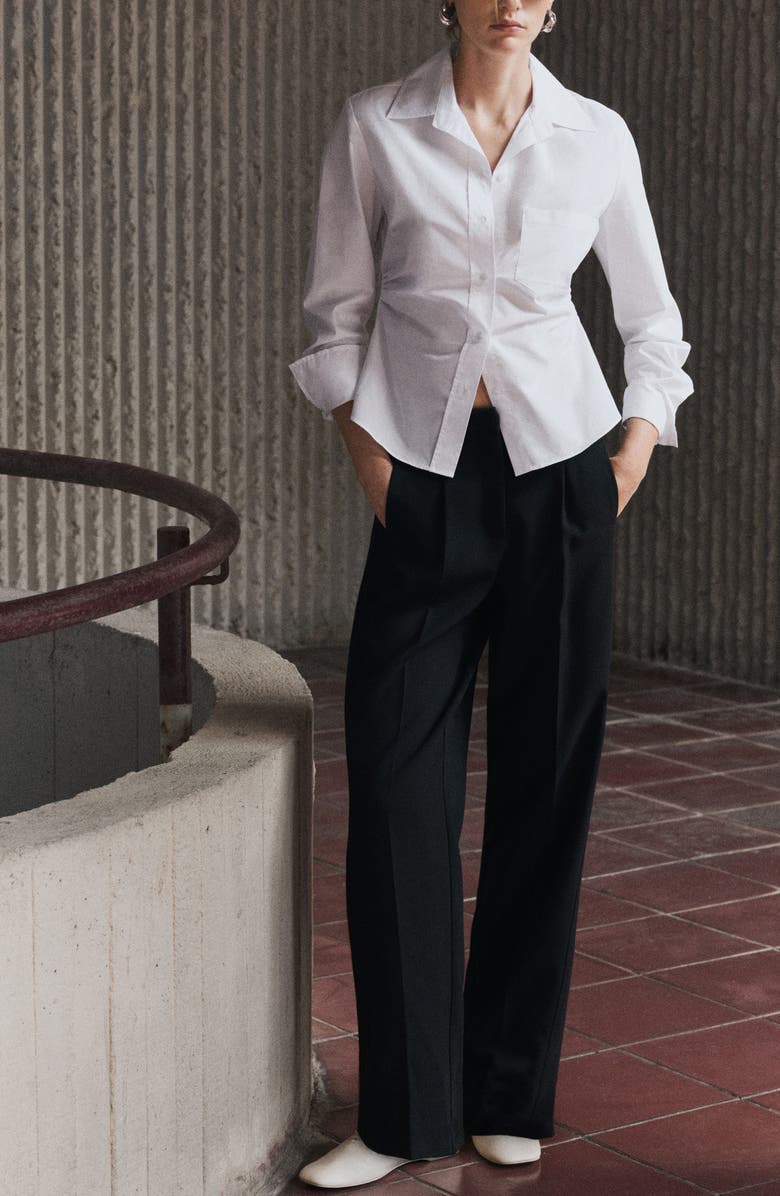 MANGO Pleat Front Stretch Straight Leg Pants, Alternate, color, 