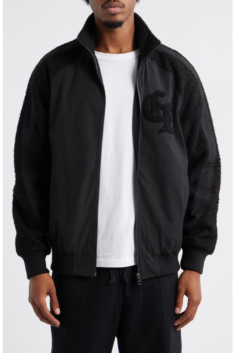 High Pile Fleece Track Jacket, Main, color, BLACK