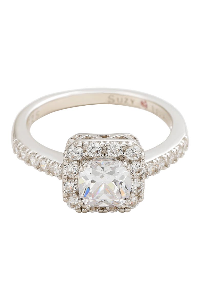 Sterling Silver CZ Halo Engagement Ring, Alternate, color, WHITE