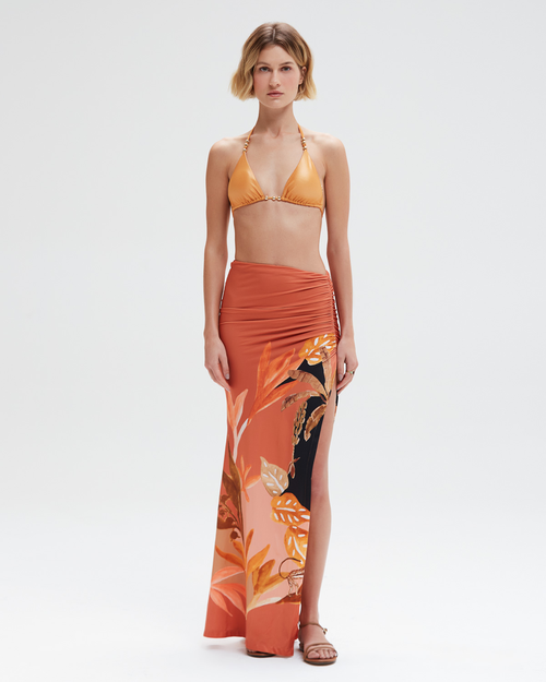 Patbo Bananier Ruched Maxi Skirt In Peach