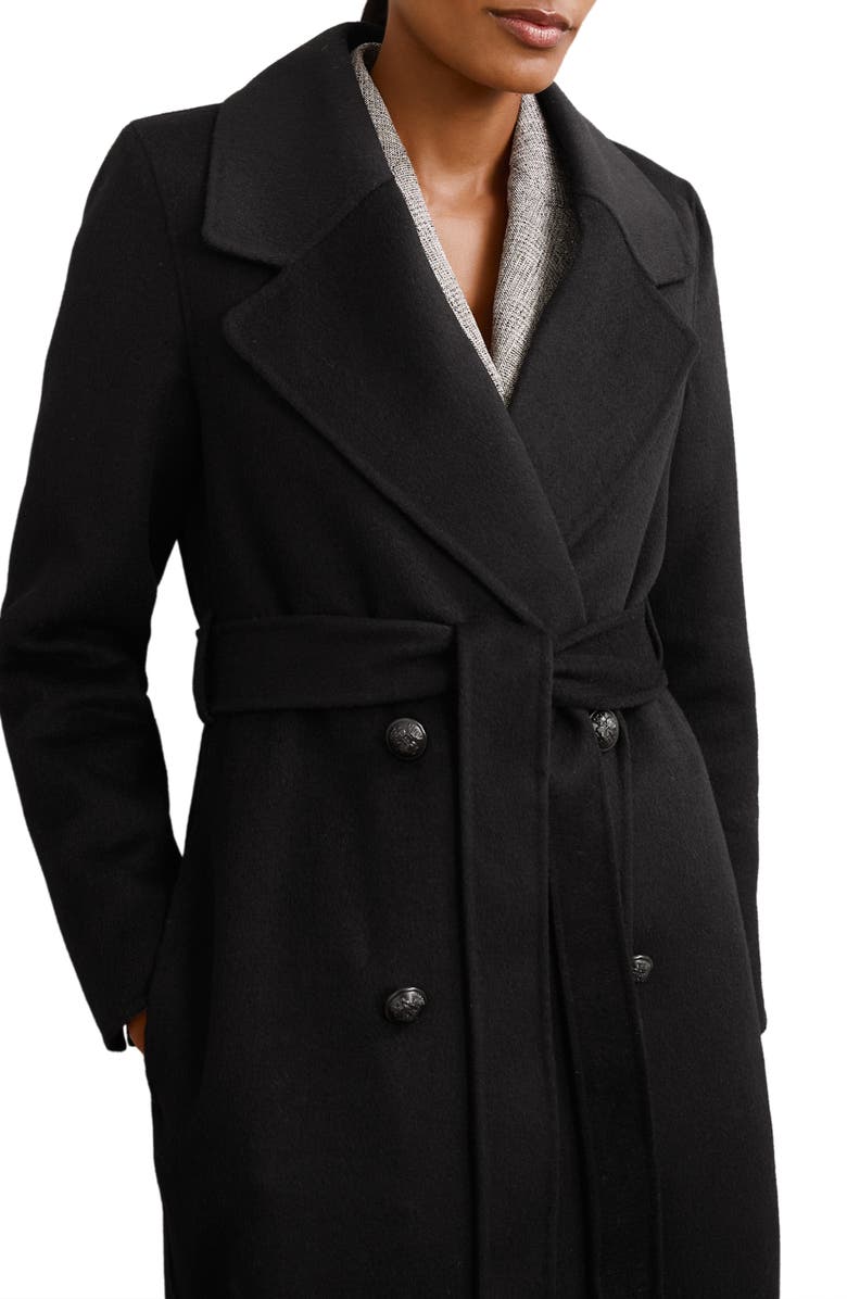 Reiss Dorian Wool Blend Coat, Alternate, color, Black