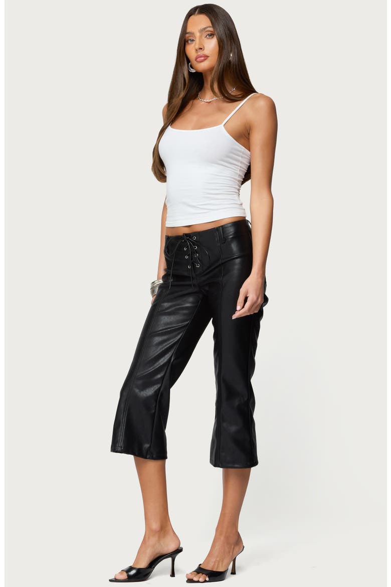 Lexy Faux Leather Capri Pants, Alternate, color, BLACK