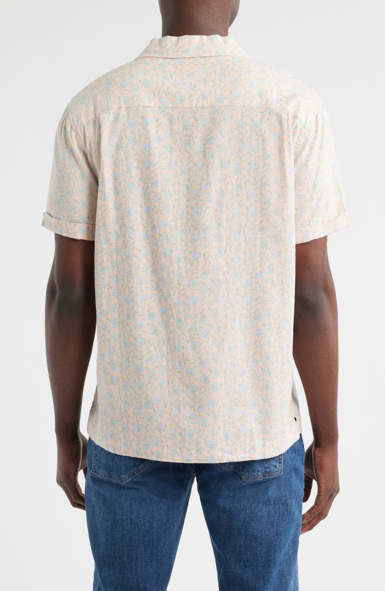 Rails Waimea Short Sleeve Linen Blend Camp Shirt, Alternate, color, Floral Batik Blossom