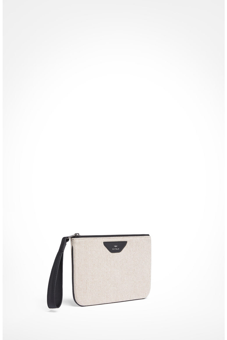 Canvas Leather Trim Travel Pouch, Alternate, color, Black
