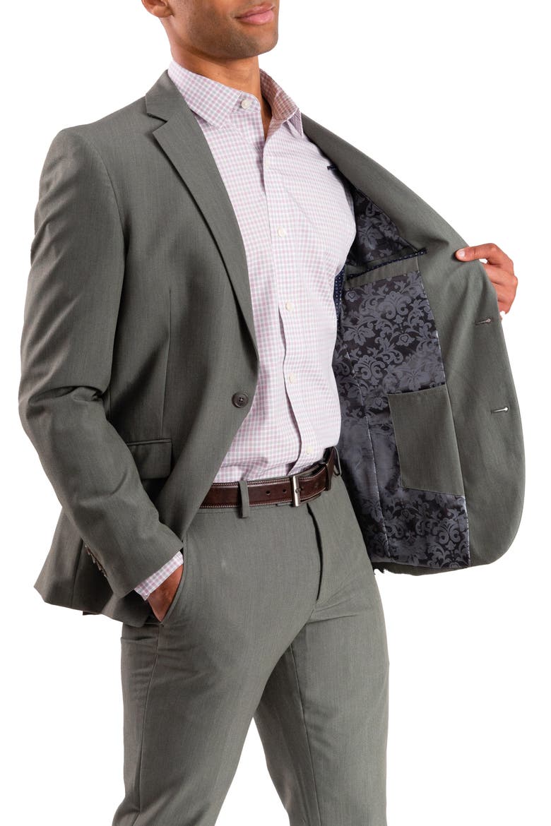 Bi-Stretch Solid 2-Piece Suit, Alternate, color, GREEN