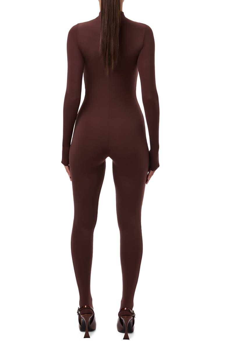 Naked Wardrobe Long Sleeve Closed Toe Jumpsuit, Alternate, color, Chocolate