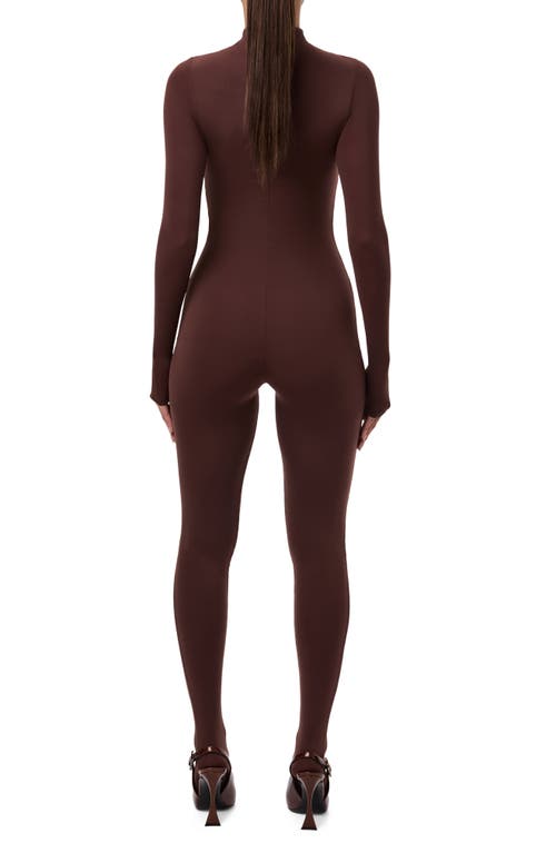 Naked Wardrobe Long Sleeve Closed Toe Jumpsuit In Chocolate