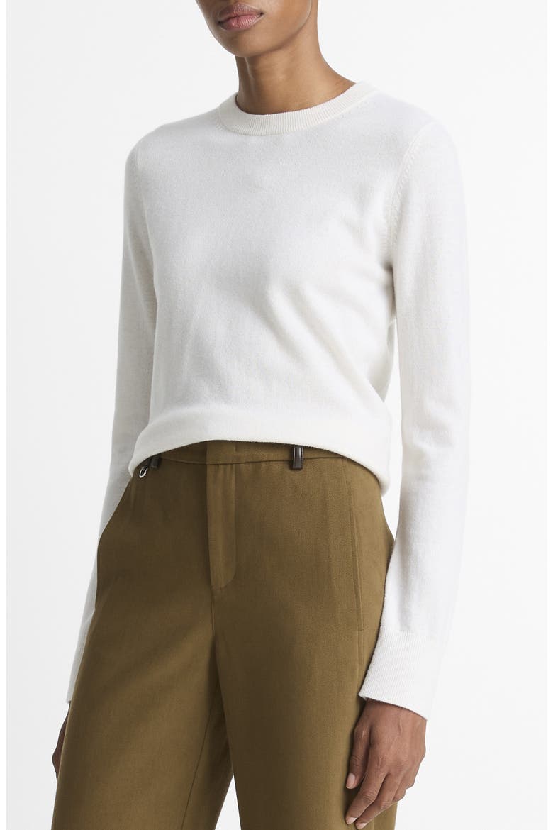 Rib Crewneck Cashmere Sweater, Alternate, color, WHITE