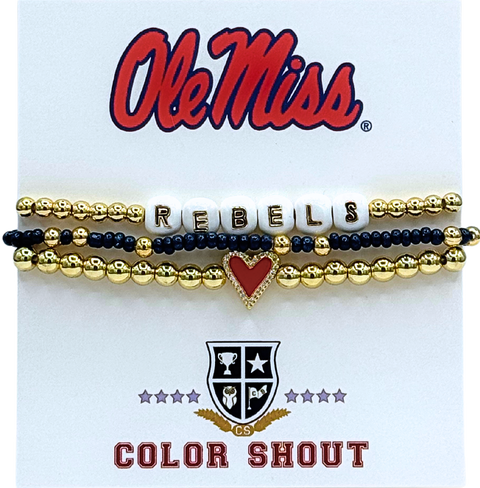 Ole Miss Love My College Bracelet Stack